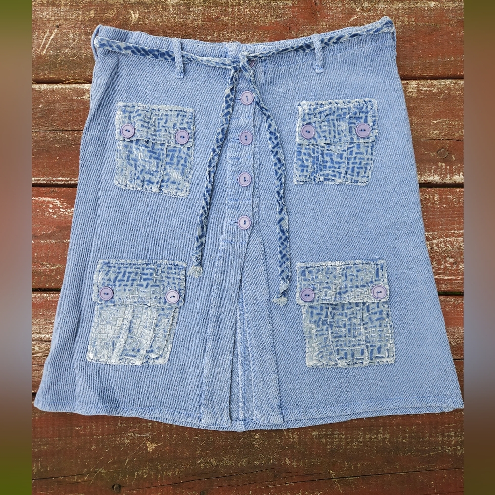 y2k Vintage Baby Blue Rubber Ducky Productions Inc Button Up Skirt